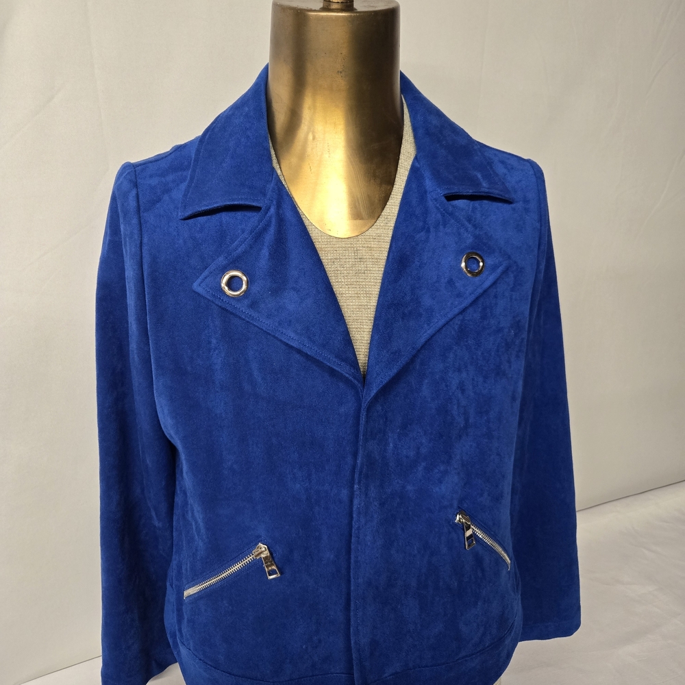 Chico's Ultrasuede Royal Blue Jacket with Silver Details